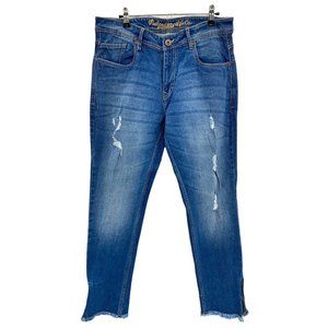 The Roadster Life Co Womens Size 32 Cropped Zipper Ankle High‎ Waist Distressed